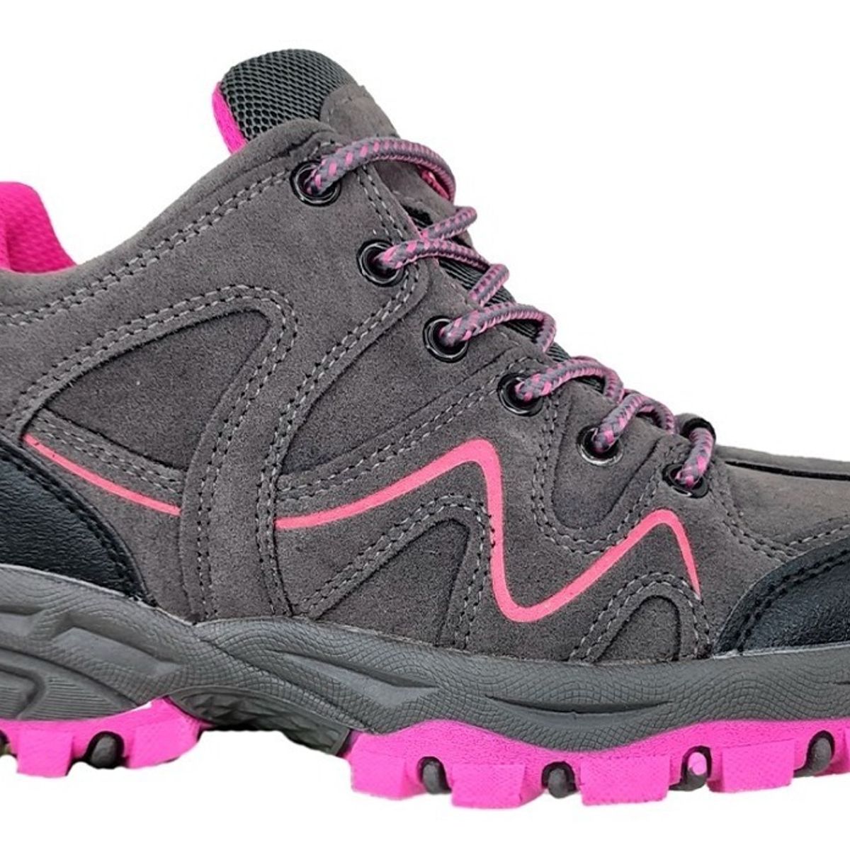 GENERICO - Zapatillas De Mujer Caña Media Outdoor Gris Y Rosa - 3134 -1