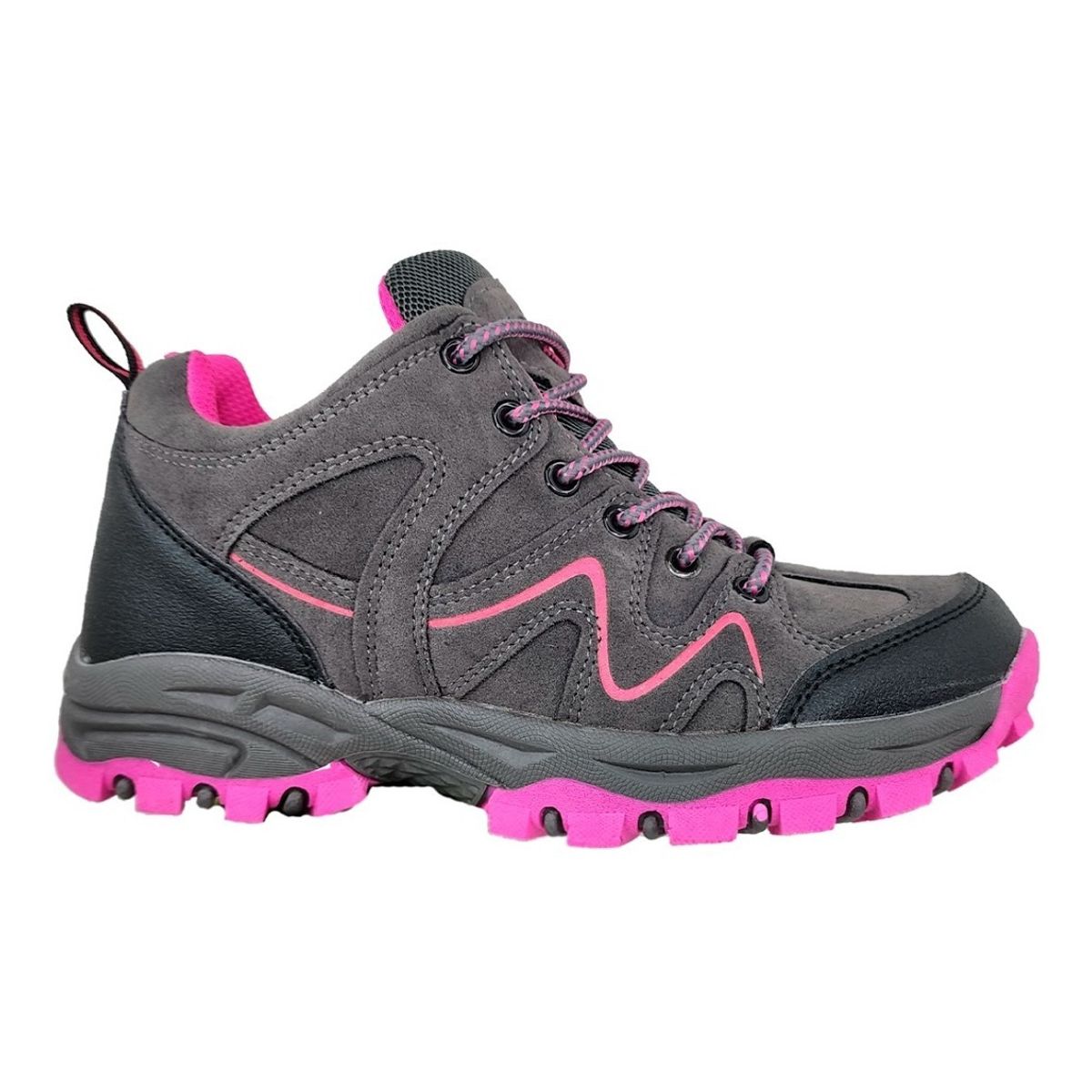 GENERICO - Zapatillas De Mujer Caña Media Outdoor Gris Y Rosa - 3134 -1
