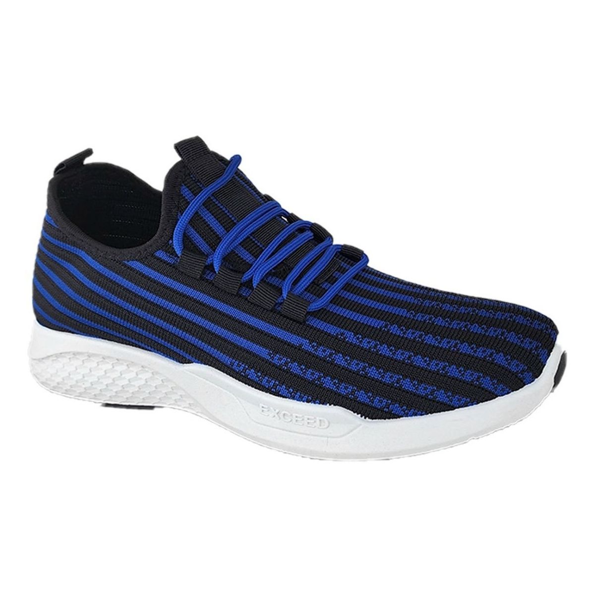 GENERICO - Zapatillas De Hombre Deportivas Negro Rayas Azules 3203