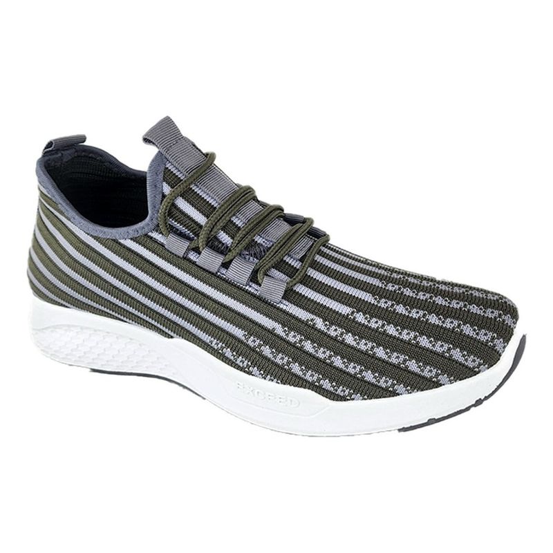 GENERICO - Zapatillas De Hombre Deportivas Negro Rayas Verdes 3202