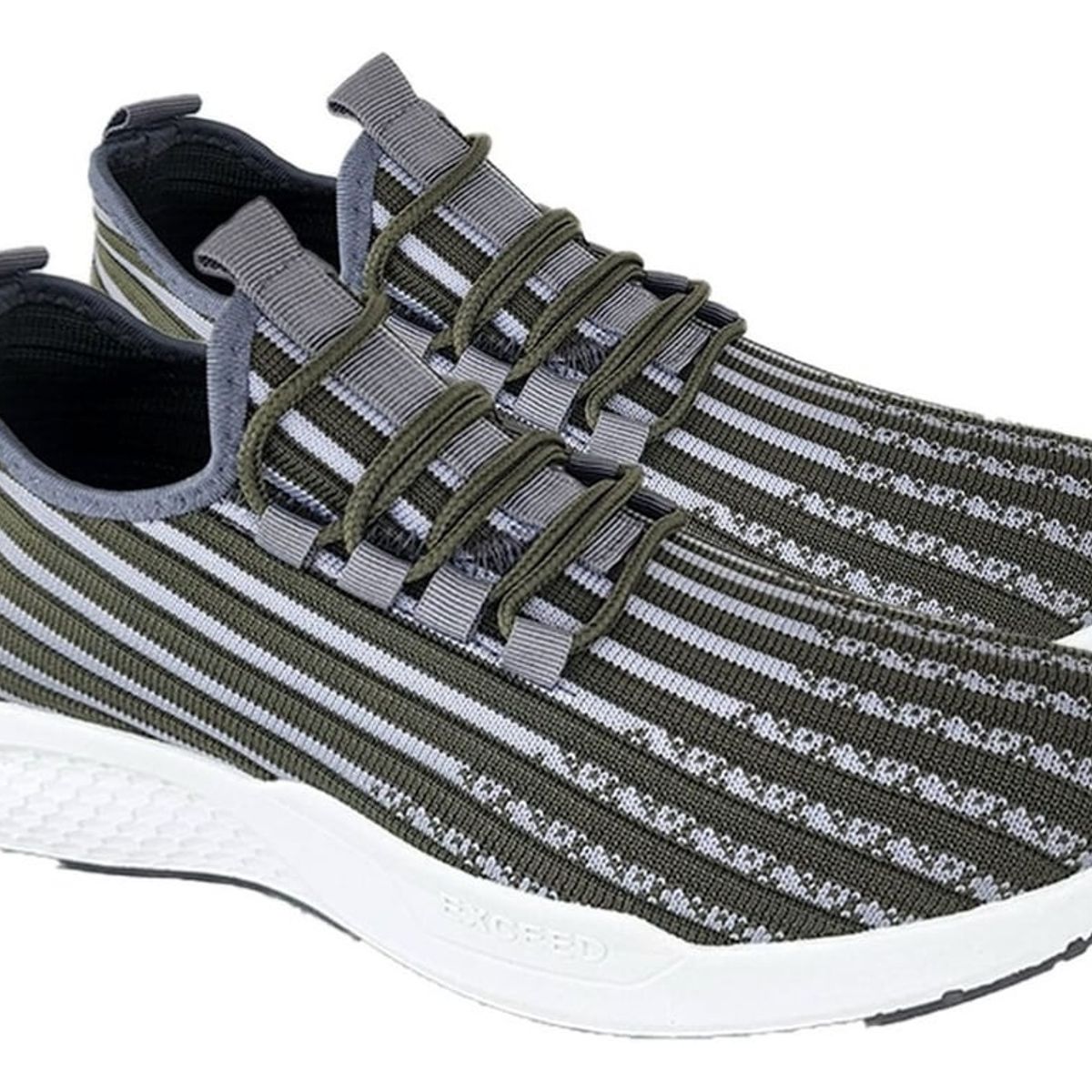 GENERICO - Zapatillas De Hombre Deportivas Negro Rayas Verdes 3202