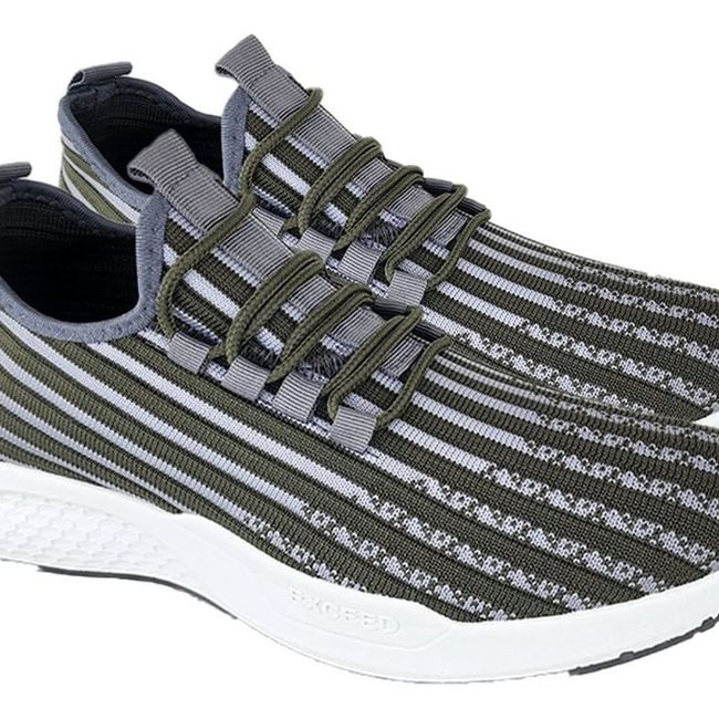 GENERICO - Zapatillas De Hombre Deportivas Negro Rayas Verdes 3202