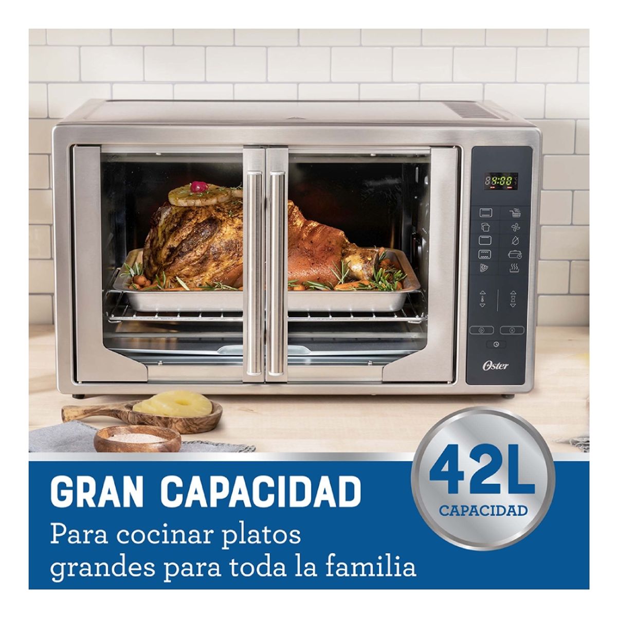OSTER - Horno Digital freidora de aire 42 Lt y Puertas Francesas TSSTTVFDDAFNS