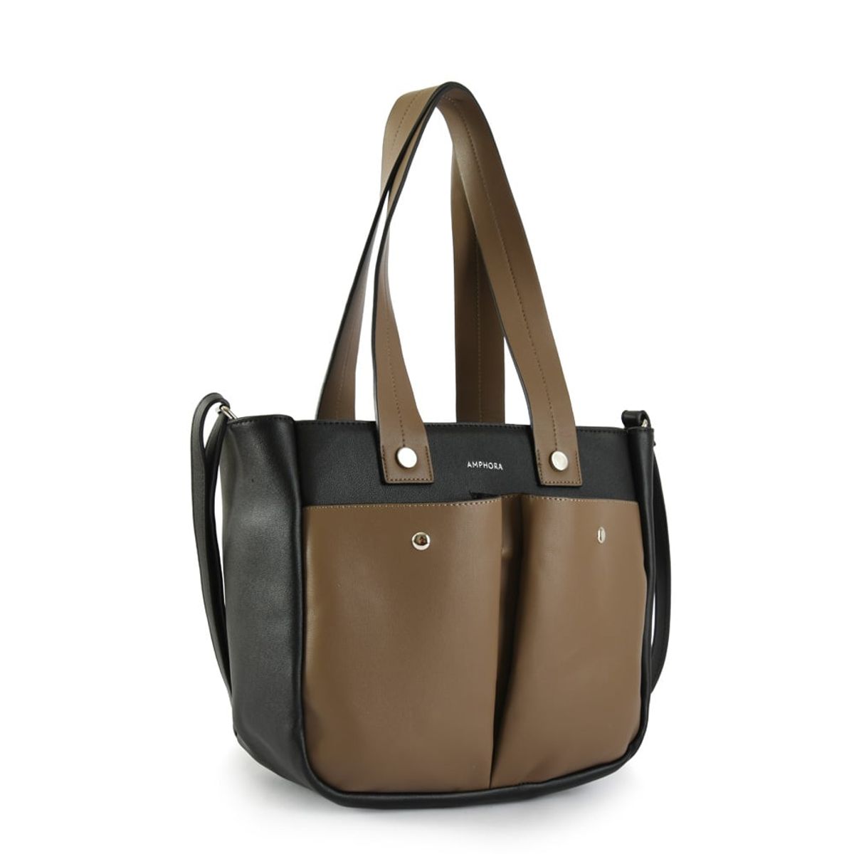 AMPHORA - Cartera Dos Asas Grande Brisbane Negro