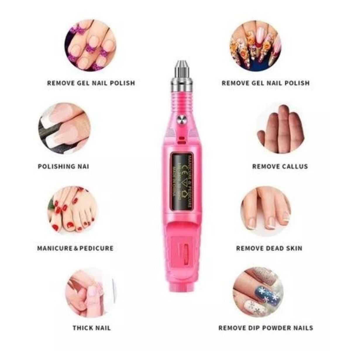 GENERICO - Set Manicure Pedicure Torno Eléctrico Profesional Uñas