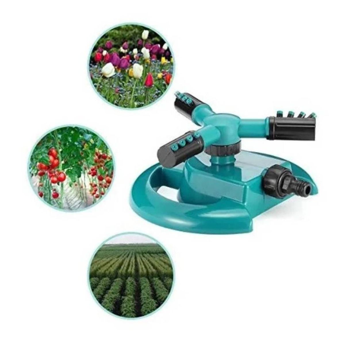 GENERICO - Aspersor Riego Automatico De 3 Brazos 360° Manguera Jardin