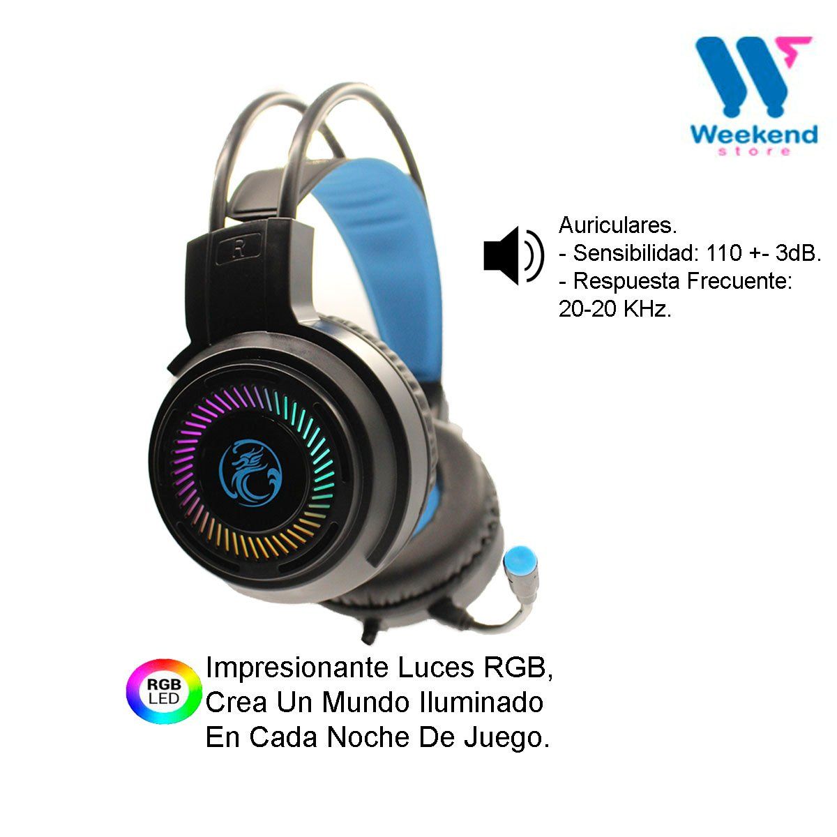 GENERICO - Audífonos USB Con Micrófono Gamer Apedra HD-480 USB Con Luz RGB