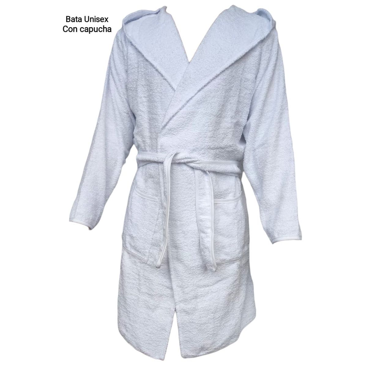 GENERICO - BATA DE BAÑO 100 ALGODÓN ULTRA ABSORBENTE UNISEX BLANCO