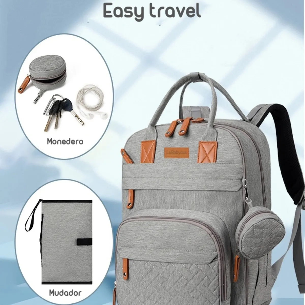 LUBABYCAS - Mochila Maternal Con Monedero Y Colgador Lubabycas Azul