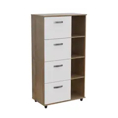 INVAL - Archivador 4 Cajones Versátil 131,7 x 48,4 x 37,5 cm Amaretto / Blanco