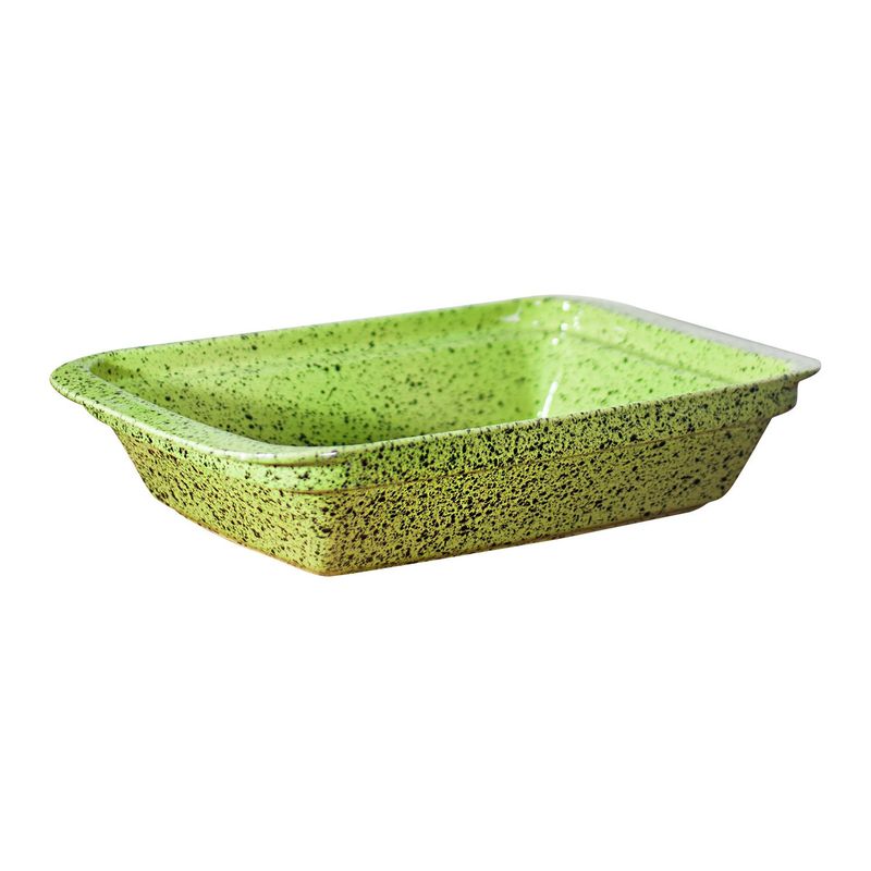 GENERICO - Fuente de Cerámica p/horno tipo Gres - RECTANGULAR 37x23  Verde-JSP