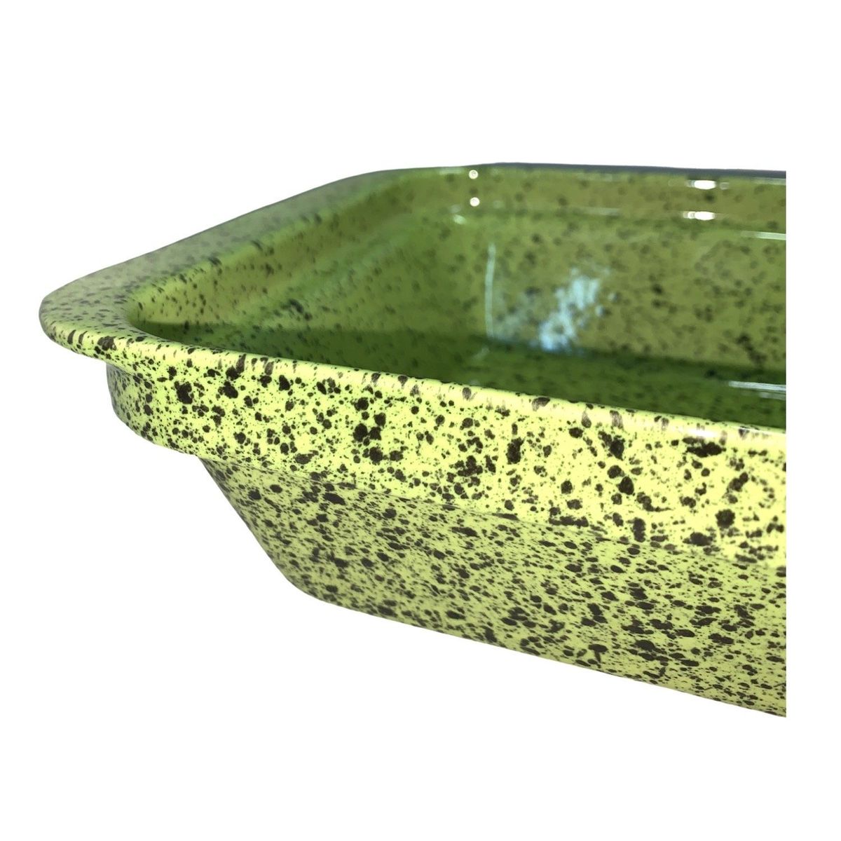 GENERICO - Fuente de Cerámica p/horno tipo Gres - RECTANGULAR 37x23  Verde-JSP