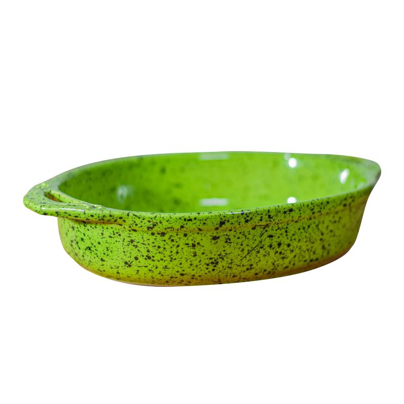 GENERICO - Fuente de Ceramica p/horno tipo Gres - OVAL  28x21 Verde JSP