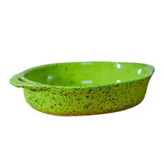 GENERICO - Fuente de Ceramica p/horno tipo Gres - OVAL 28x21 Verde JSP