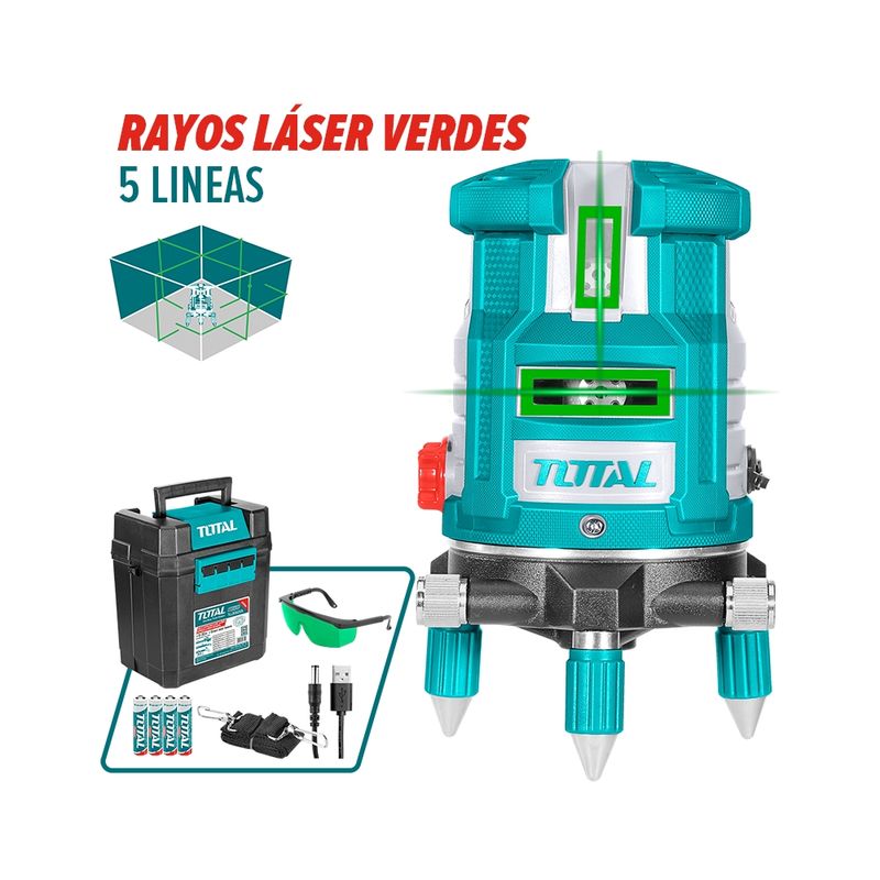 TOTAL TOOLS - Nivel Láser Autonivelante Luz Verde 30m TOTAL