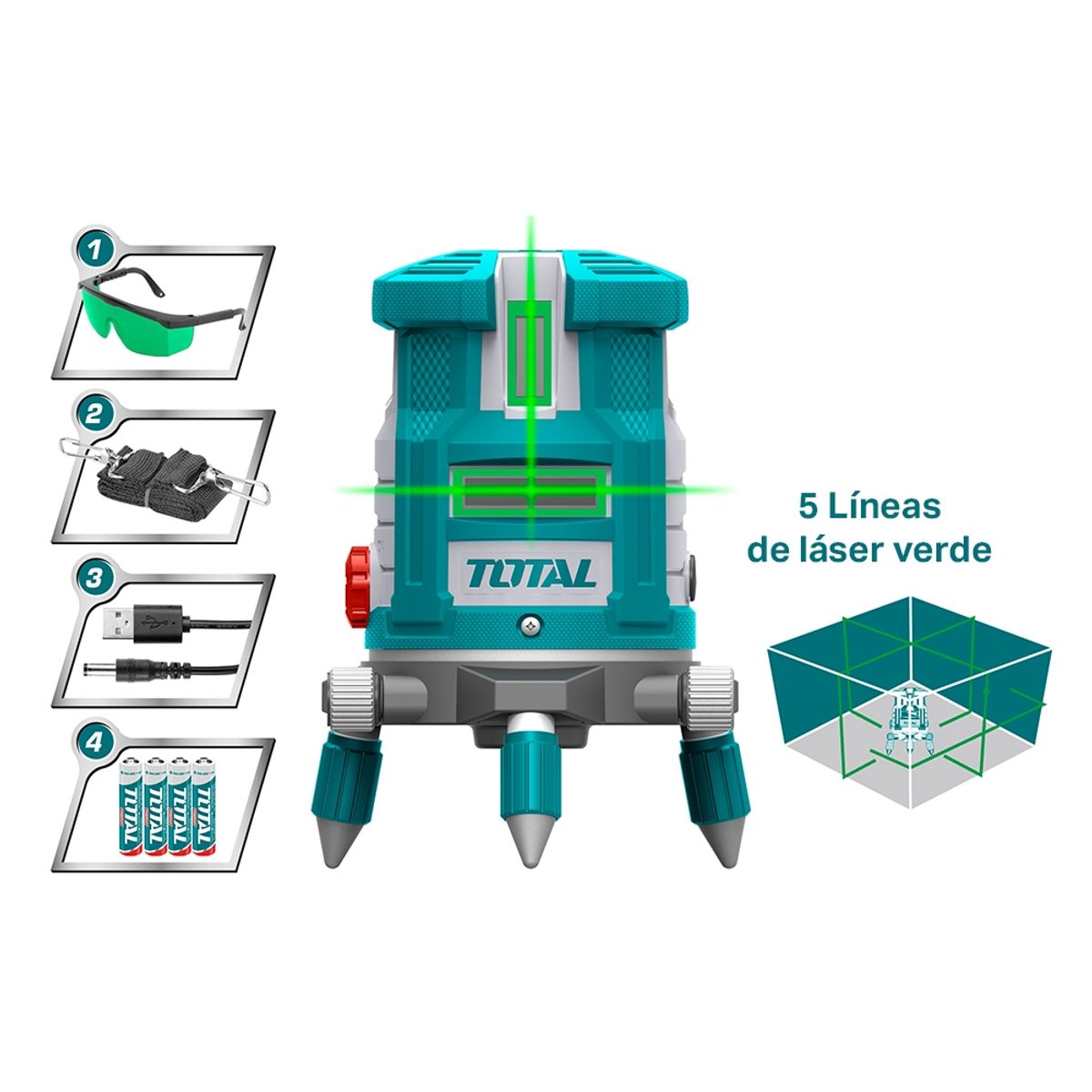 TOTAL TOOLS - Nivel Láser Autonivelante Luz Verde 30m TOTAL