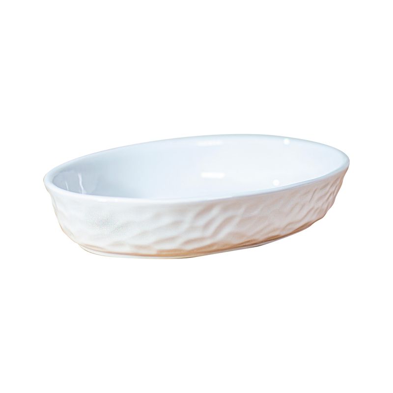 GENERICO - Fuente de Cerámica p/horno tipo Gres - OVAL  24 x 16 Blanca
