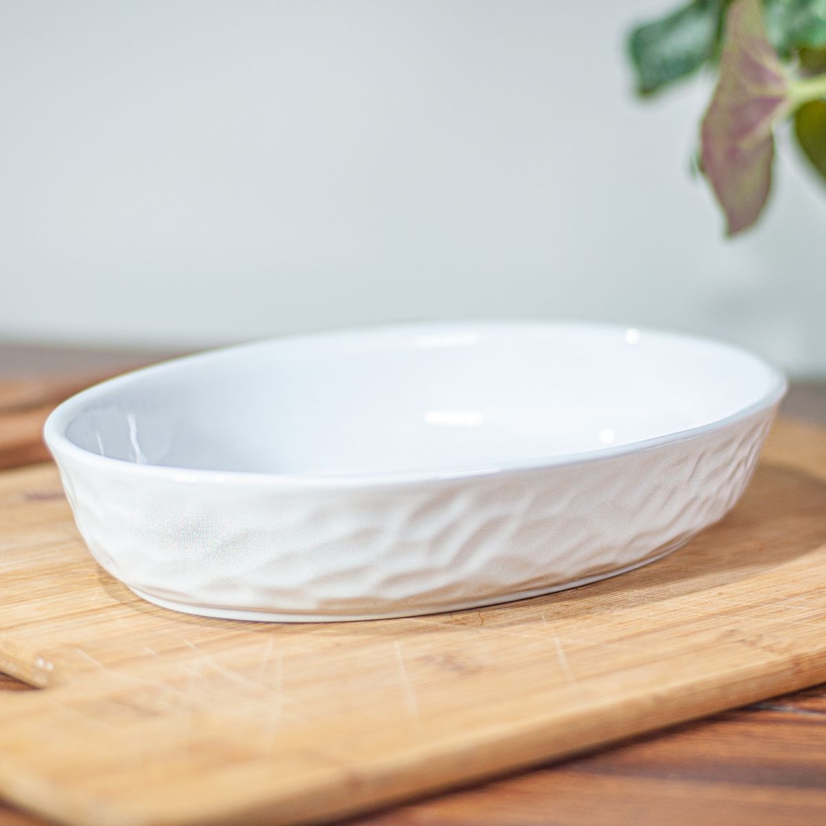 GENERICO - Fuente de Cerámica p/horno tipo Gres - OVAL  24 x 16 Blanca