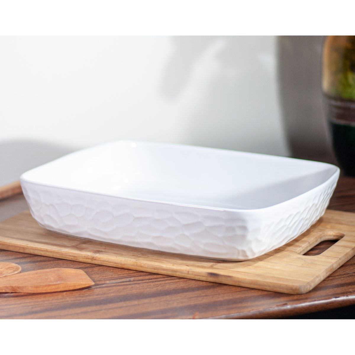 GENERICO - Fuente de Cerámica phorno tipo Gres - RECTANGULAR 31x25 -Blanca