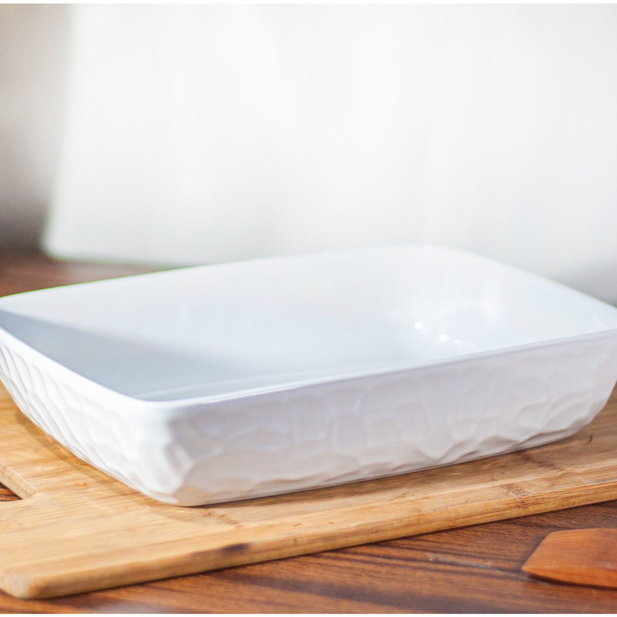 GENERICO - Fuente de Cerámica phorno tipo Gres - RECTANGULAR 28x22 Blanca