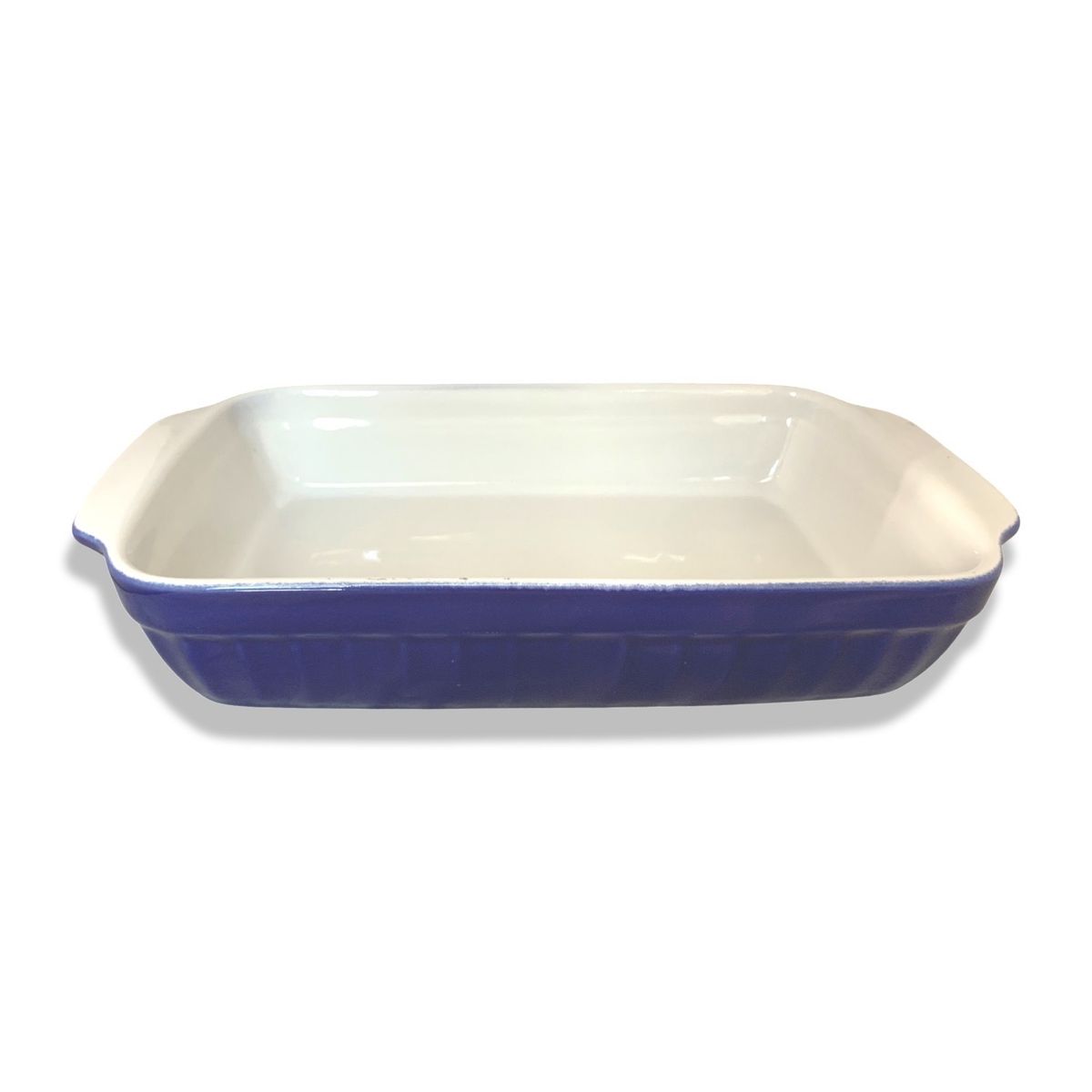 GENERICO - Set 2 fuentes de cerámica tipo GRES, RECT. - 31cm.  Blanco- azul.