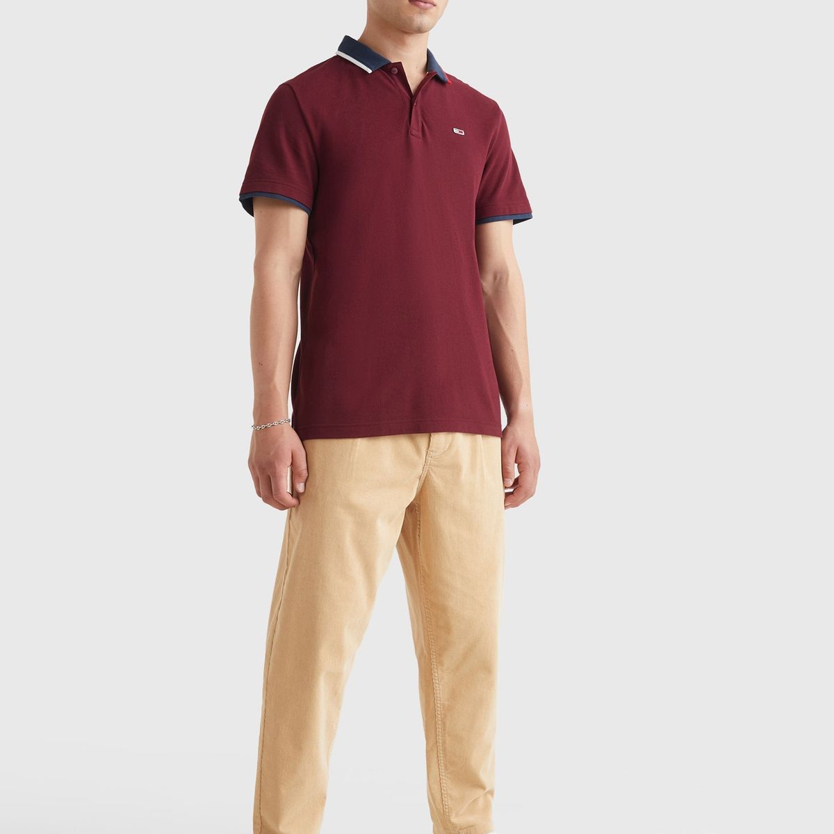 TOMMY HILFIGER - Polo Flag Logo Regular Fit Burdeos Tommy Jeans