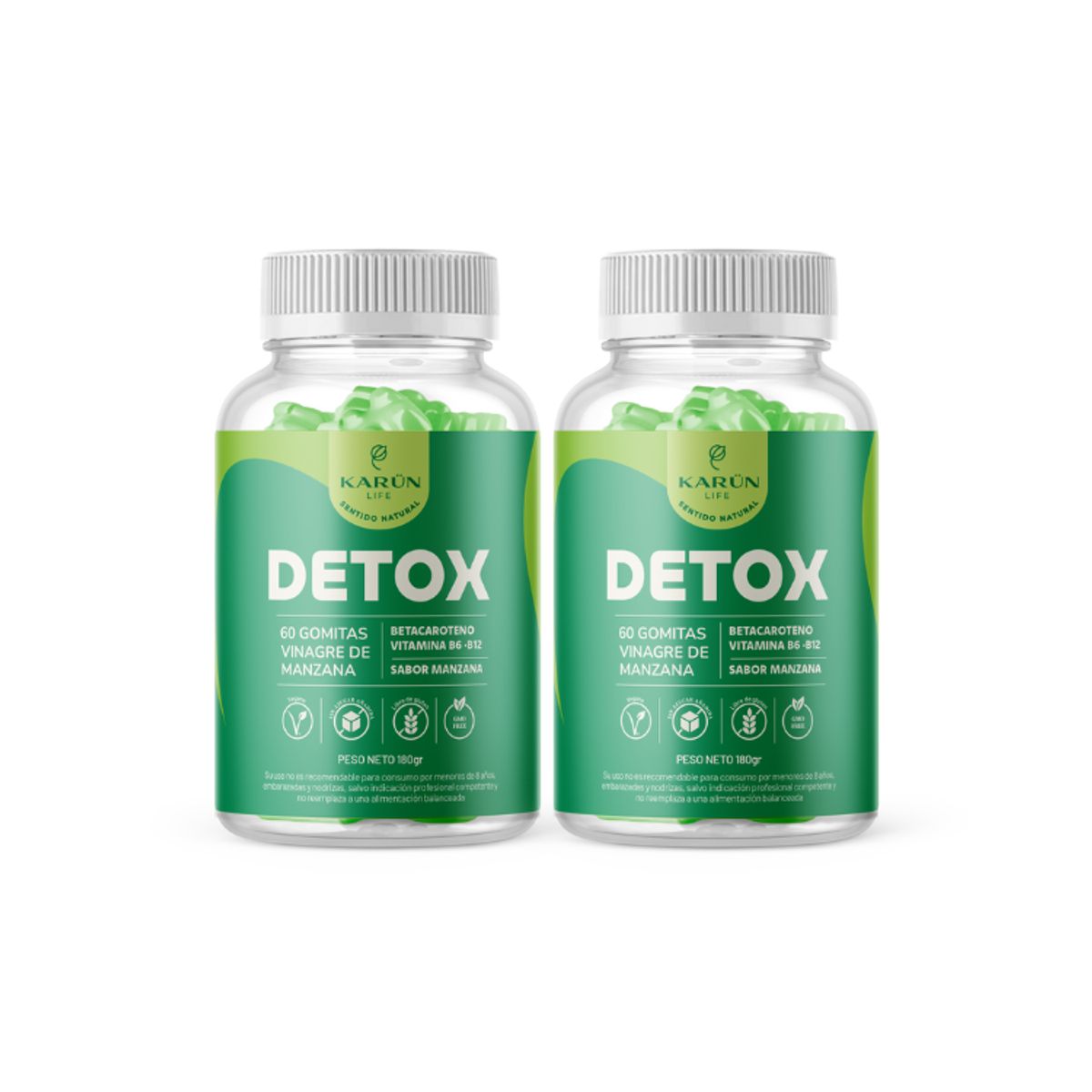 KARUNLIFE - Pack x2 Gomitas Detox Vinagre De Manzana - Vita B6 Y B12  120 Un Karun Life