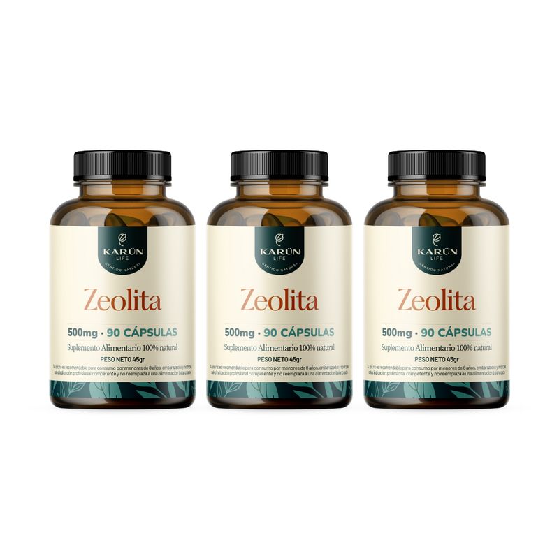 KARUNLIFE - Zeolita Premium Pack - 3 Frascos (270 Capsulas)