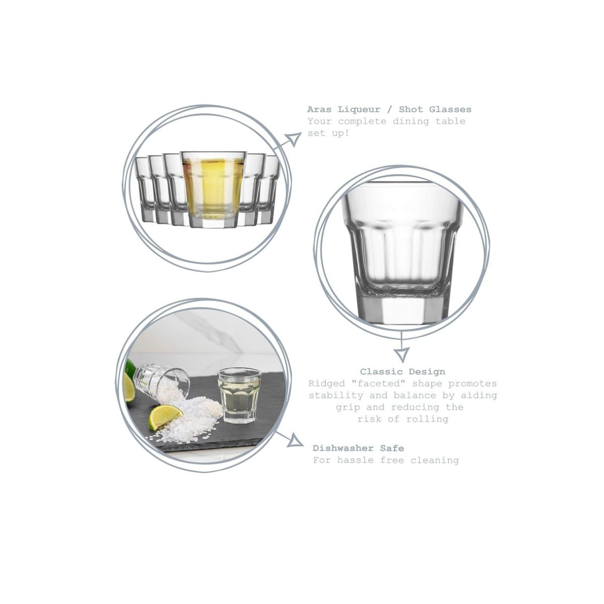LAV - Set 4 Vasos de Tequila Shot Trago Corto