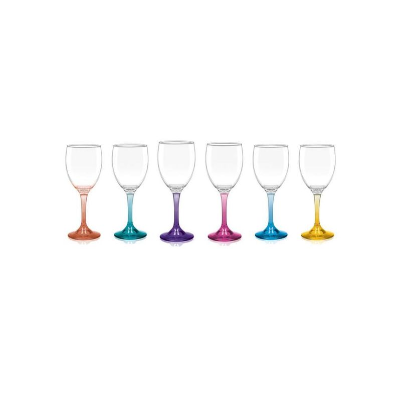 GENERICO - Set 6 Copas Vino Bebidas Versalles Pies Colores Cristar