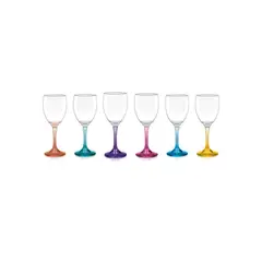 GENERICO - Display 6 Copas Vino Versalles Pie Color 300mL Multicolores