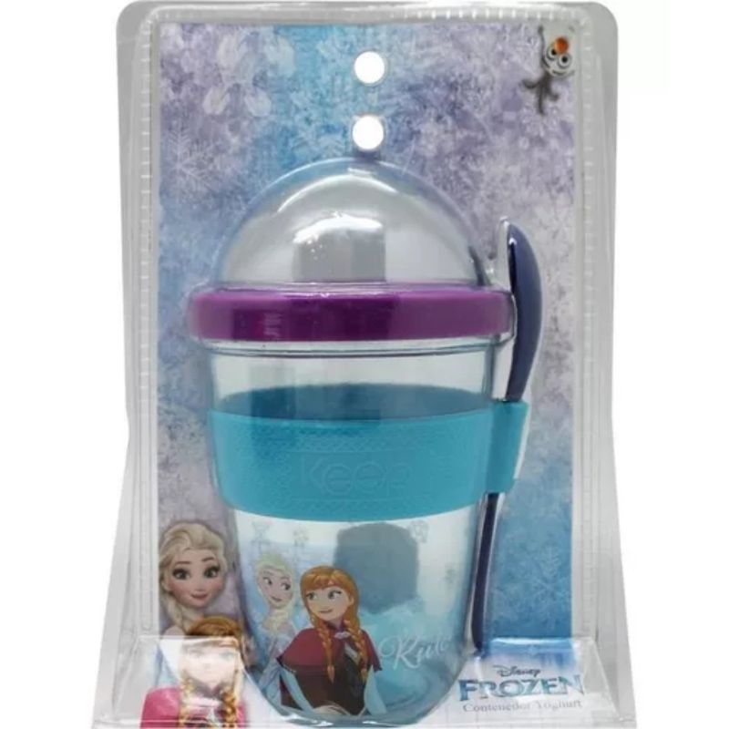 DISNEY - Vaso con Tapa Cuchara para Yogurt y Cereal Frozen