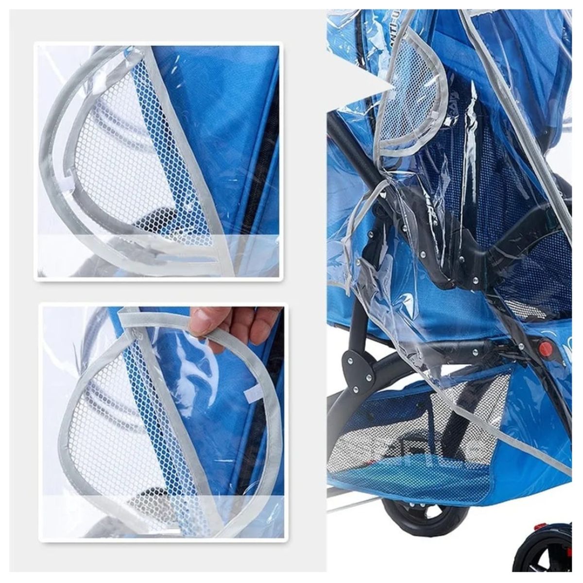 OEM - FUNDA PROTECTORA IMPERMEABLE PARA COCHE BEBE VELCRO