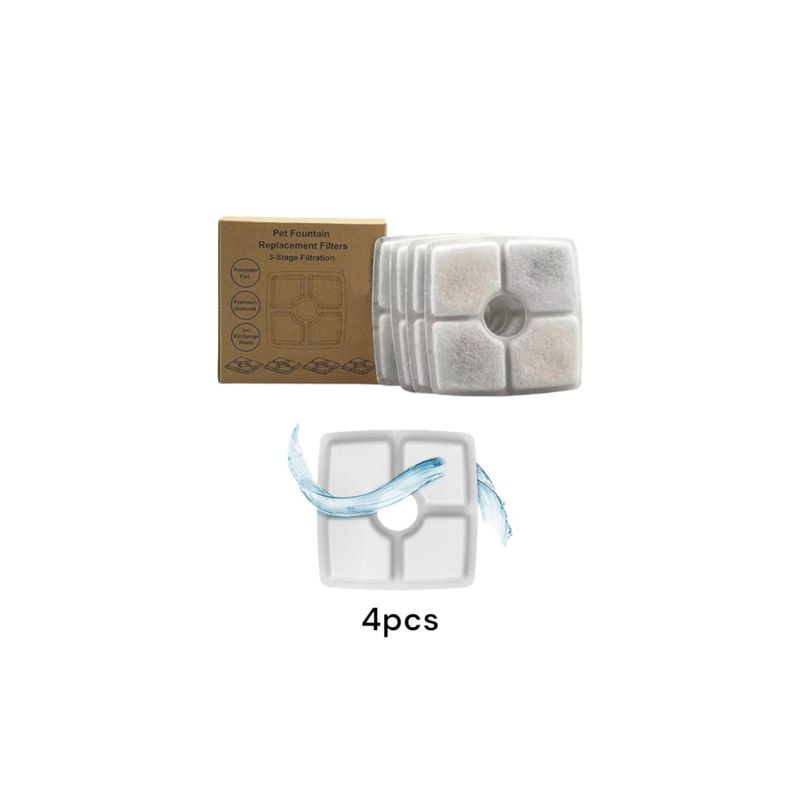 GENERICO - Filtros Para Fuente De Agua De Gatos. Pack 4 Cuadrados