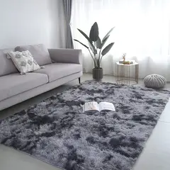 GENERICO - ALFOMBRA PELUDITA GRIS JASPEADA SUAVE ANTIDESLIZANTE 150 x150 CM