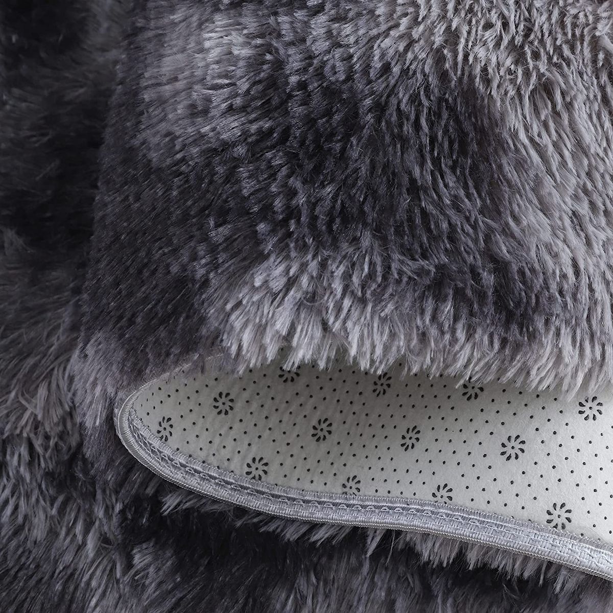 GENERICO - ALFOMBRA PELUDITA  GRIS JASPEADA SUAVE ANTIDESLIZANTE 150 x150 CM