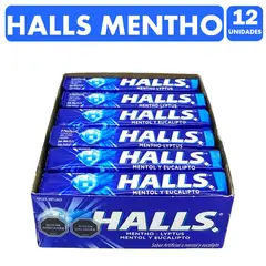 HALLS - Azul - Mentho Lyptus - Caramelo (Caja Con 12 Unidades)