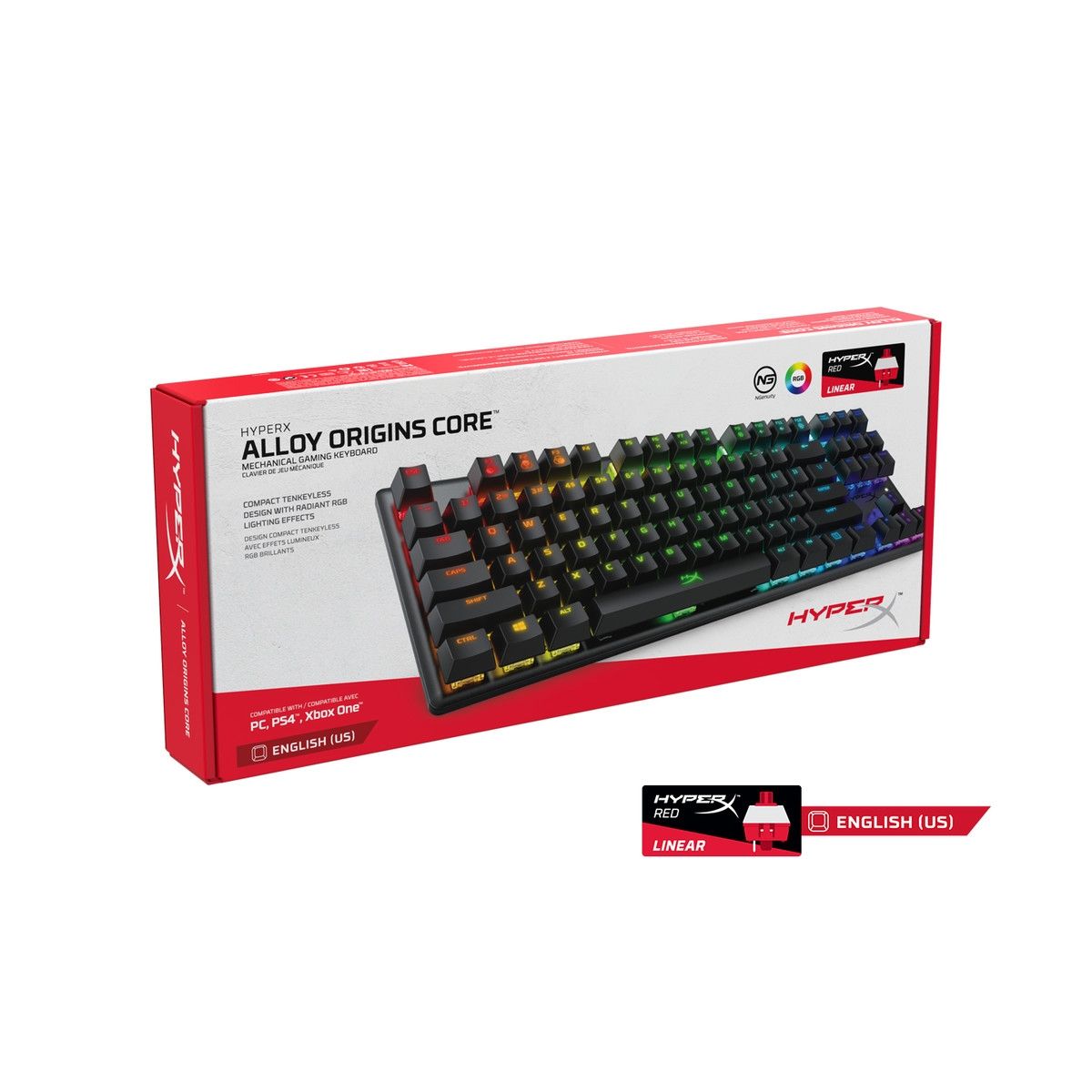 HYPERX - Teclado Mecanico Hyperx Alloy Origins Core Switch Red Lineal Ingles