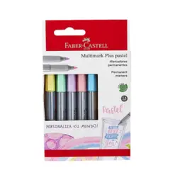 FABER-CASTELL - Marcador Permanente Multimark Plus 5 colores pastel