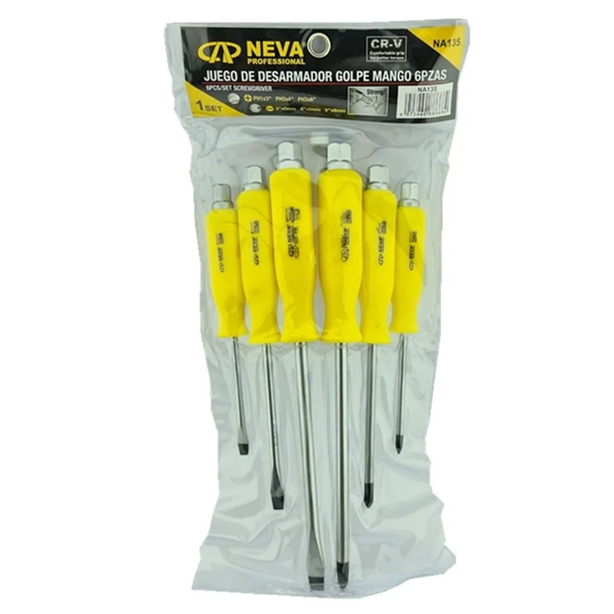 GENERICO - Kit Set Juego De Destornilladores De Golpe 6 Piezas Neva