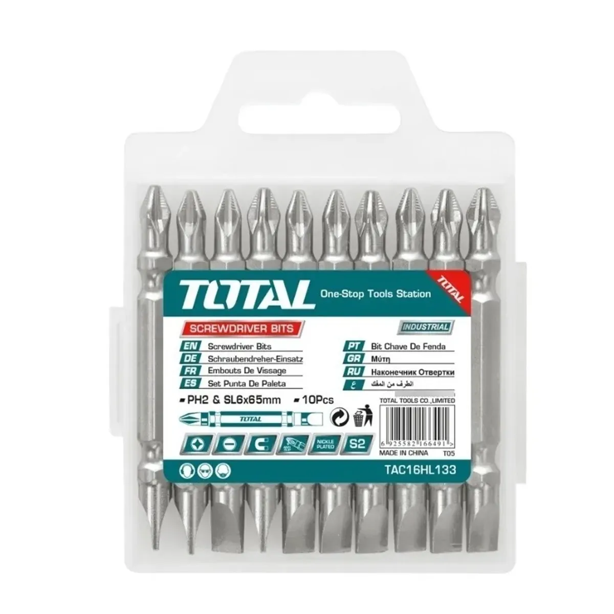TOTAL TOOLS - Kit Juego Puntas Phillips Y Paleta Doble 10 Piezas