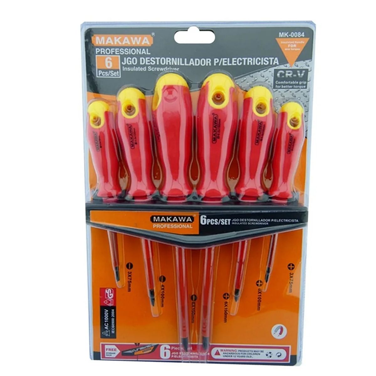 MAKAWA - Set Kit Juego De Destornilladores Electricos 6 Piezas Makawa