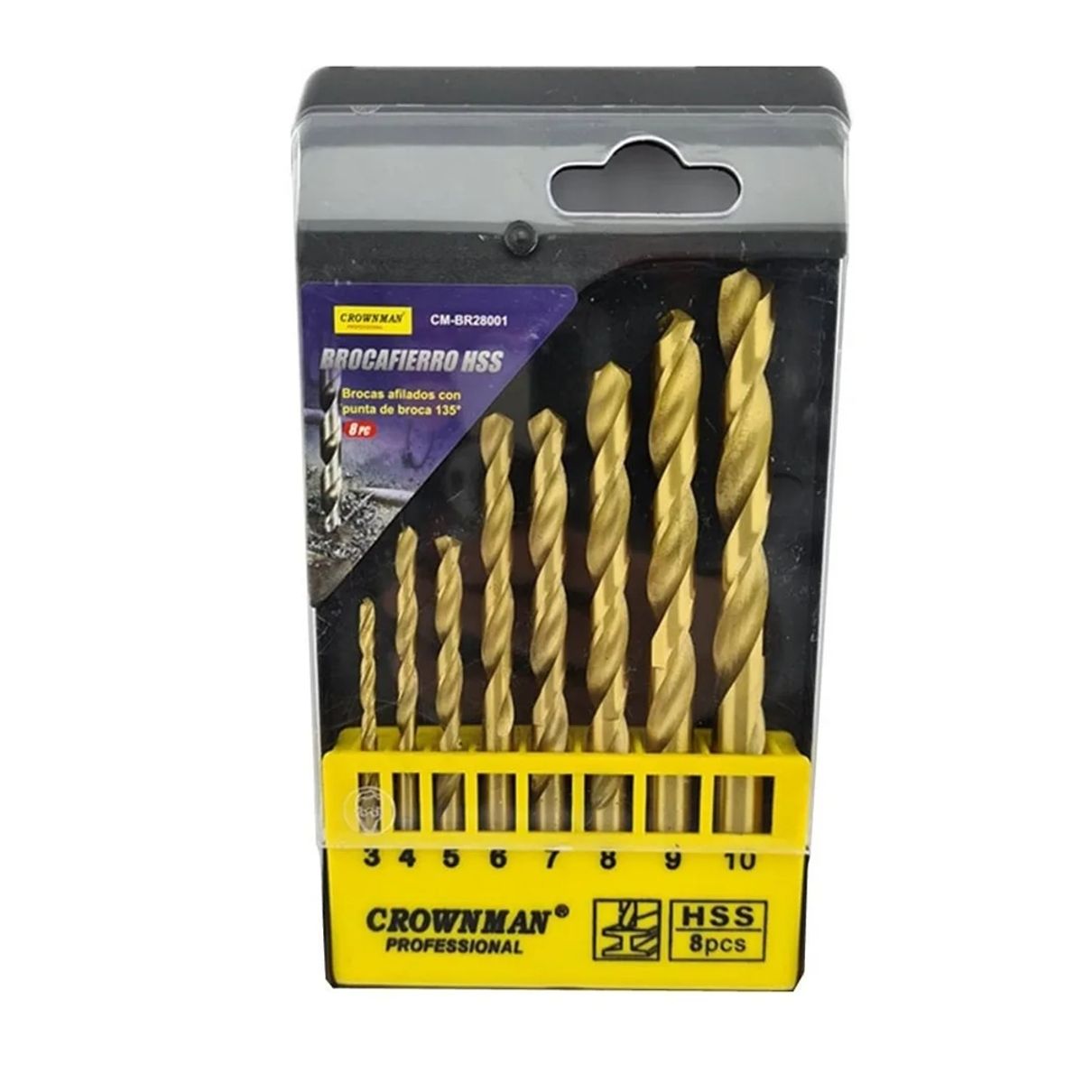 GENERICO - Kit Set Juego Brocas Para Metal 8 Piezas Crownman