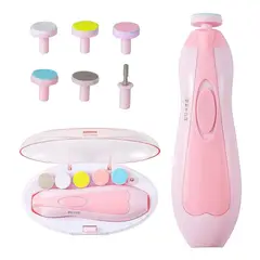 GENERICO - Cortador De Uñas Bebé Eléctrico Led Lima Pilas Trimmer ROSA