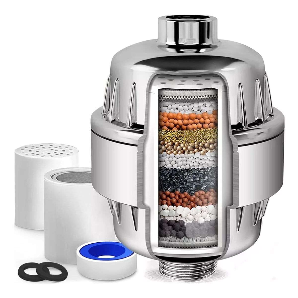 KUANGYE - Filtro Purificador Agua Para Ducha Universal + 2 Repuestos