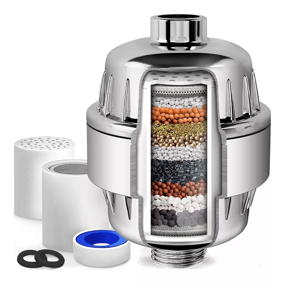 KUANGYE - Filtro Purificador Agua Para Ducha Universal + 2 Repuestos