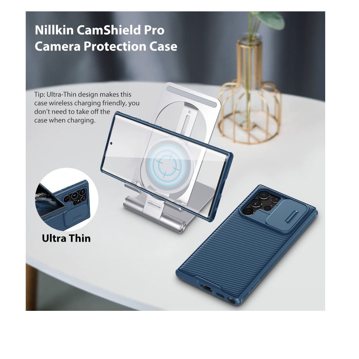 NILLKIN - Carcasa Nillkin Camshield Pro Para Samsung Galaxy S22 Ultra 5G Azul
