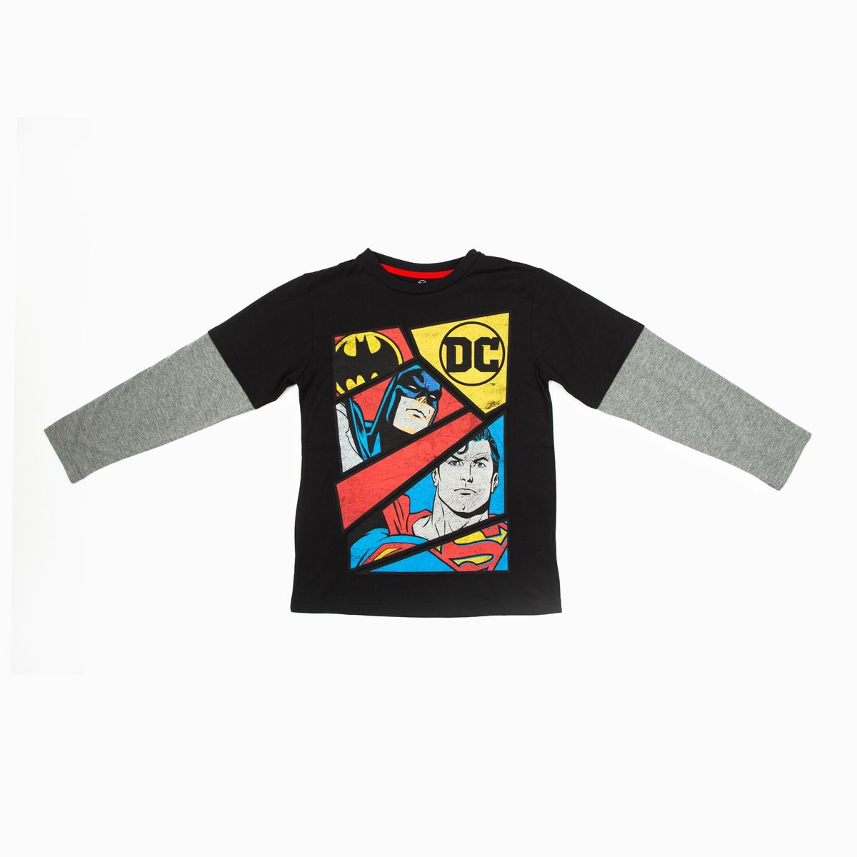 DC COMICS - Polera Manga Larga Niño Batman Y Superman Comics Negro Dc Comics