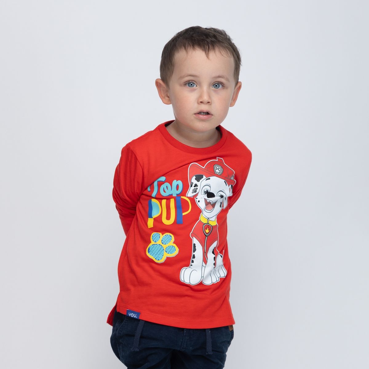 PAW PATROL - Polera Manga Larga Niño Marshall Top Pup Rojo Paw Patrol