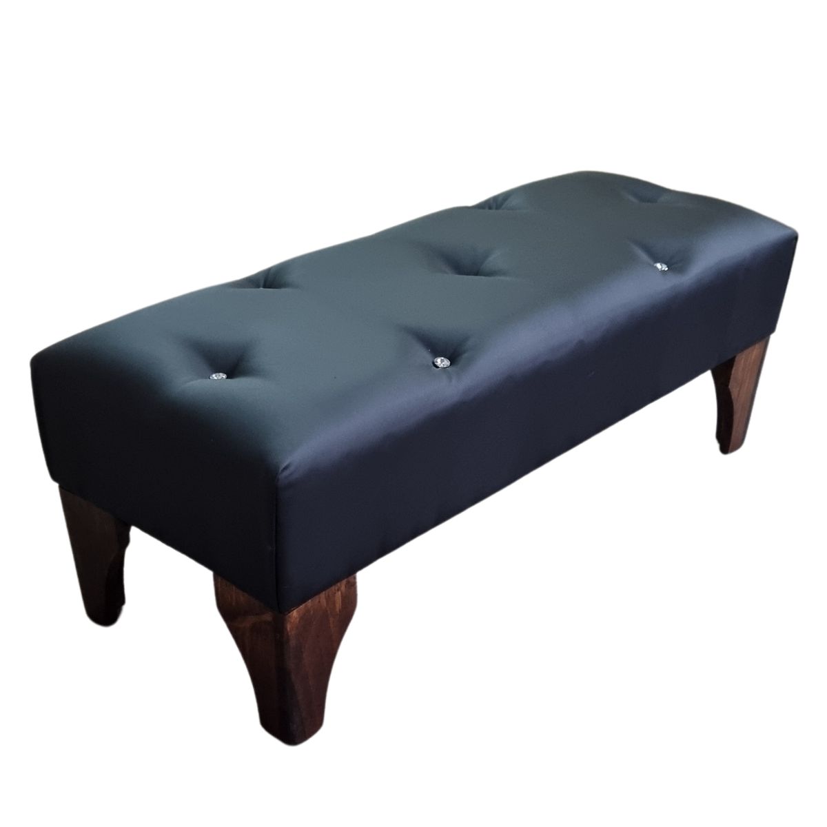 GENERICO - Banqueta Botón Diamante Negro Eco Cuero 100x40x40